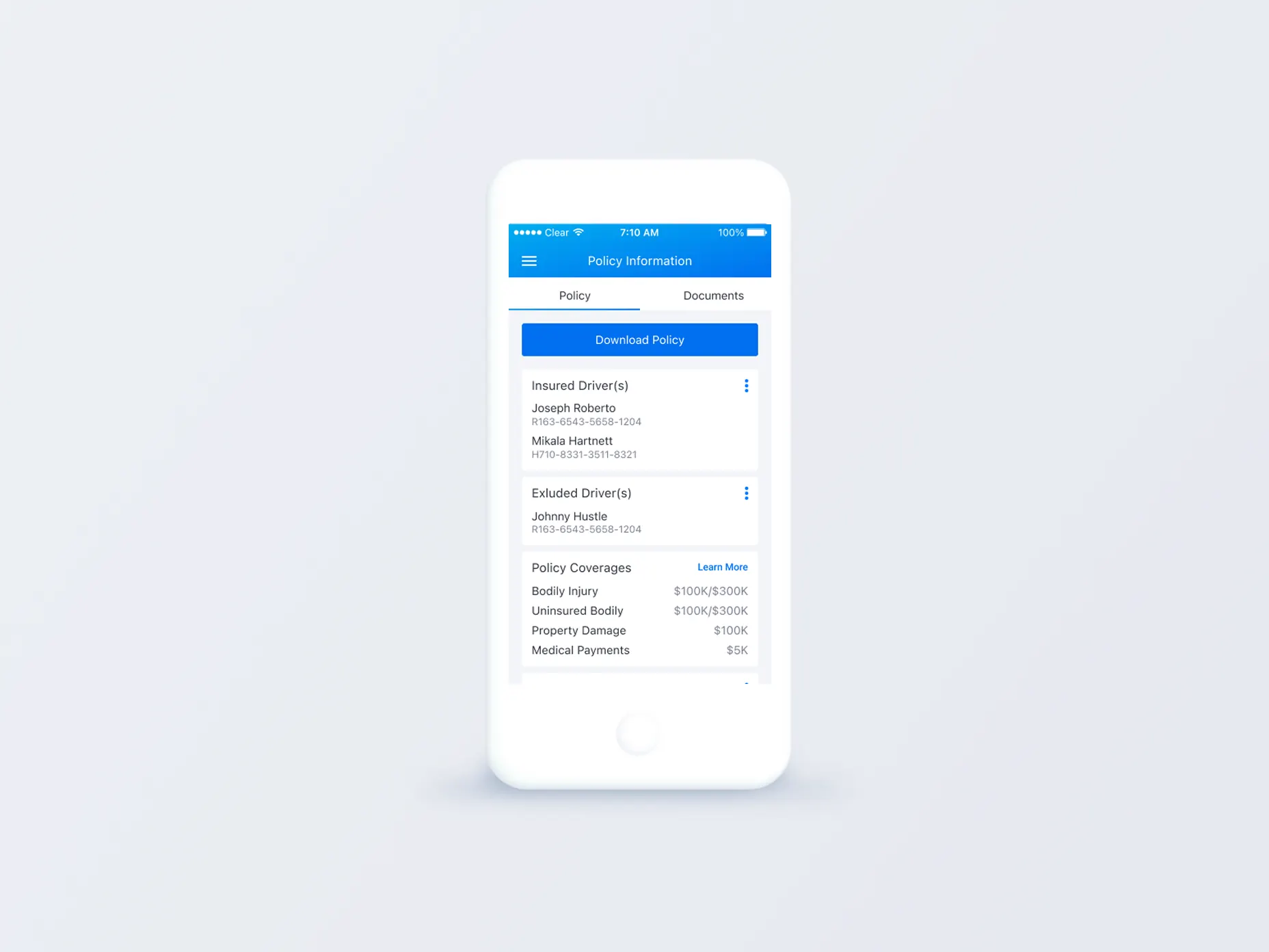 Clearcover iOS app — document access flow