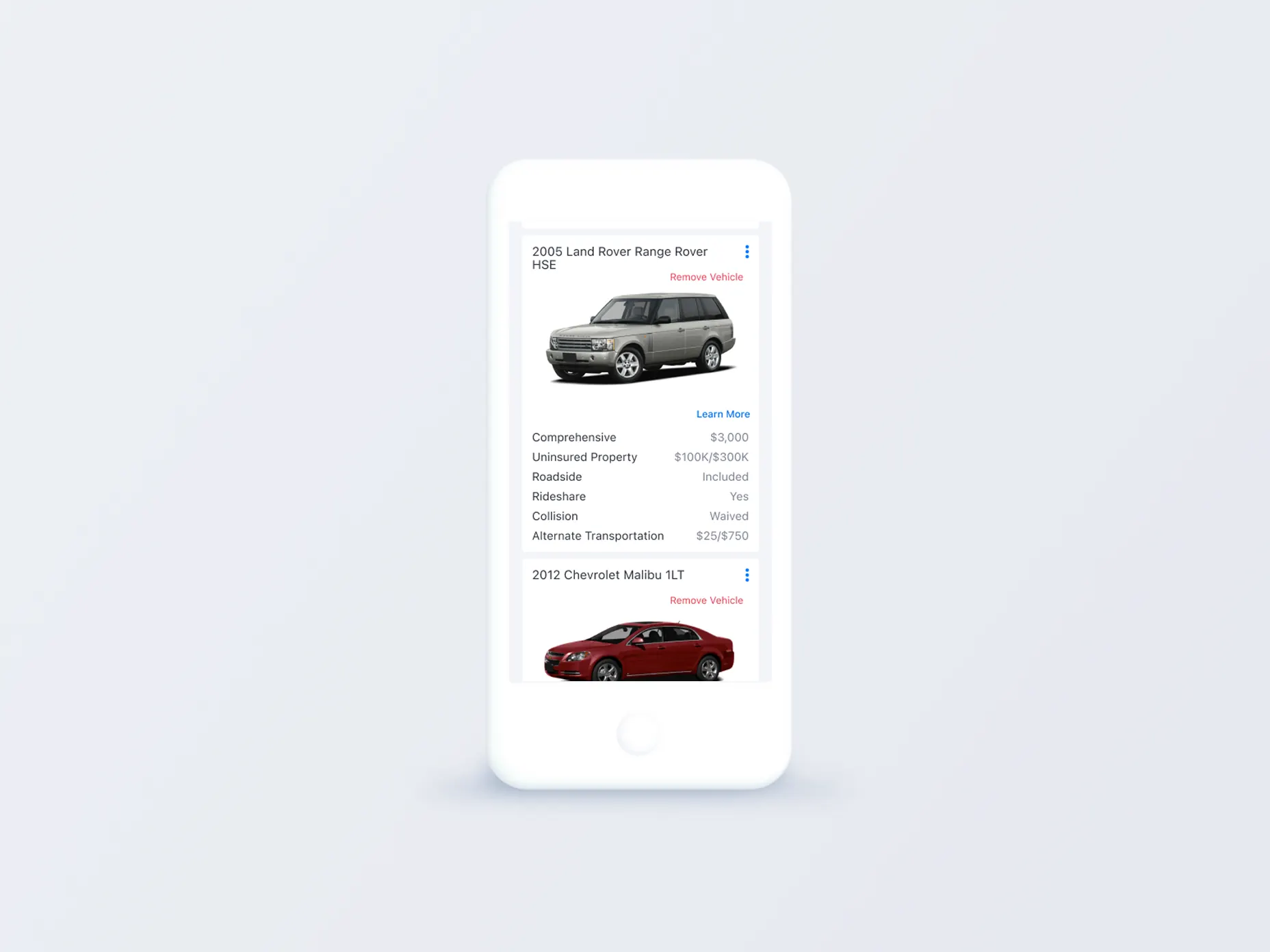 Clearcover iOS app — policy details screen