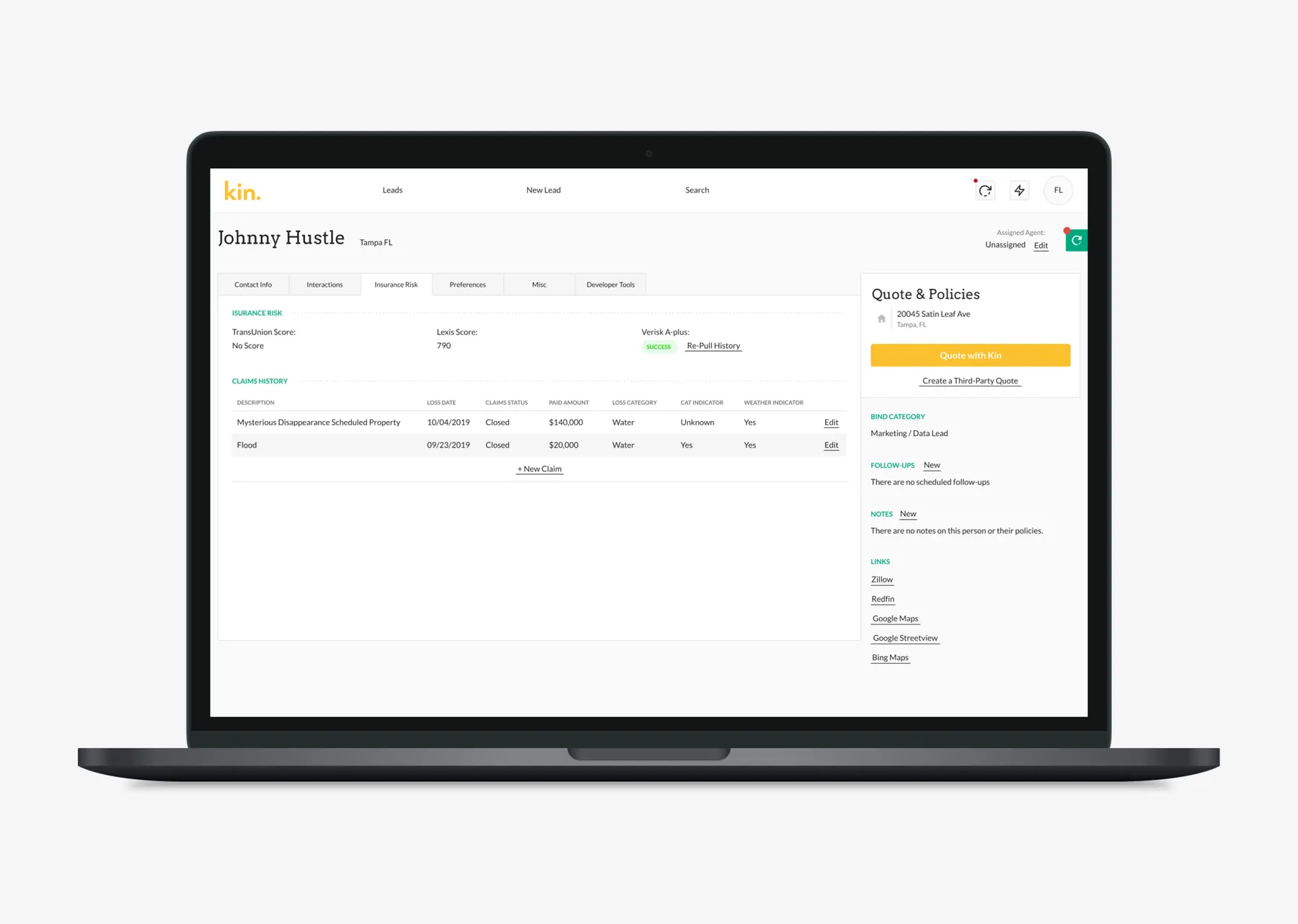 Kintranet — platform UI details